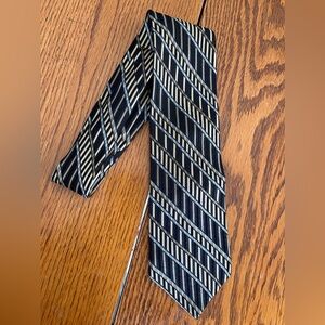 ☀️ Mens Tie Necktie Jhane Barnes Brown Black Abstract Geometric 💯 % Silk